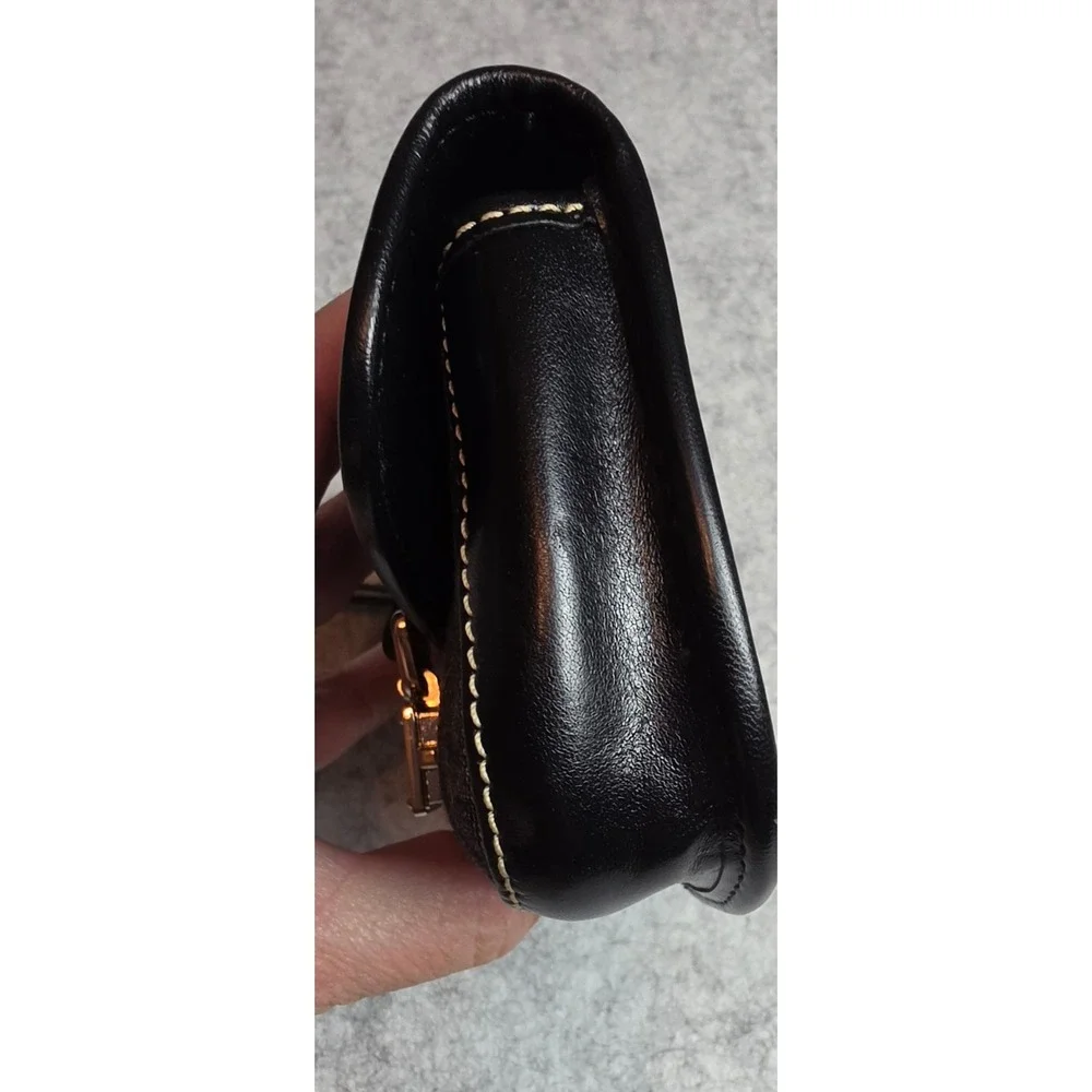 Dooney & Bourke Signature Monogram Wristlet Clutch Black White Canvas Leather
